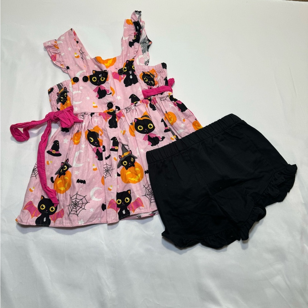 RICRAC AND RUFFLES HALLOWEEN DRESS AND BLOOMERS SHORTS SIZE 2Tโ